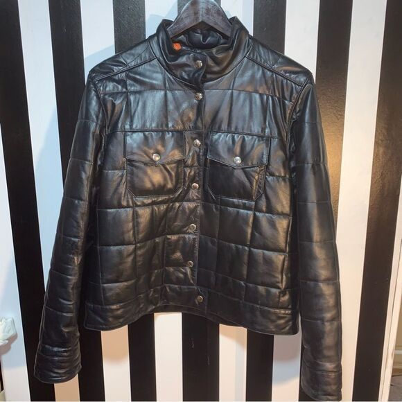 Customized LADIES OF HARLEY Vintage 90s Tommy Hilfiger Quilted Leather Jacket - Picture 7 of 16